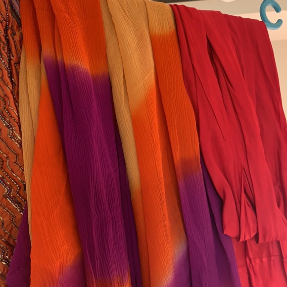 FESTIVE ORANGE A LINE KURTA:knee length with heavy all over zardozi work. - Picture 7 of 13